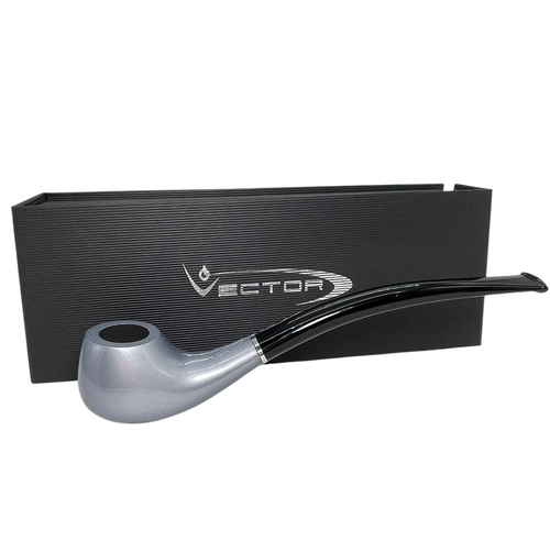 Silver Lacquer Briar Pipe – Half Bent Churchwarden Silver Lacquer Briar Pipe – Half Bent Churchwarden
