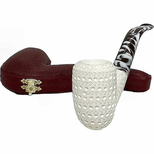 Deluxe Billiard Indented Lattice Meerschaum Pipe Deluxe Billiard Indented Lattice Meerschaum Pipe