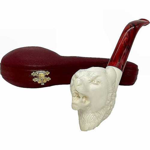 Deluxe Growling Wolf Red Stem Meerschaum Pipe Deluxe Growling Wolf Red Stem Meerschaum Pipe