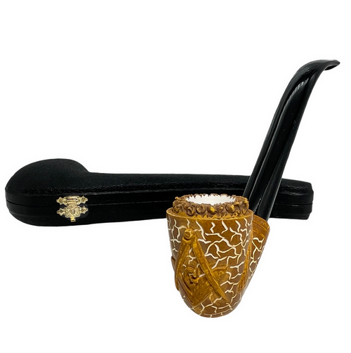 Pre-colored Masonic Govem Signed Churchwarden Meerschaum Pipe Pre-colored Masonic Govem Signed Churchwarden Meerschaum Pipe