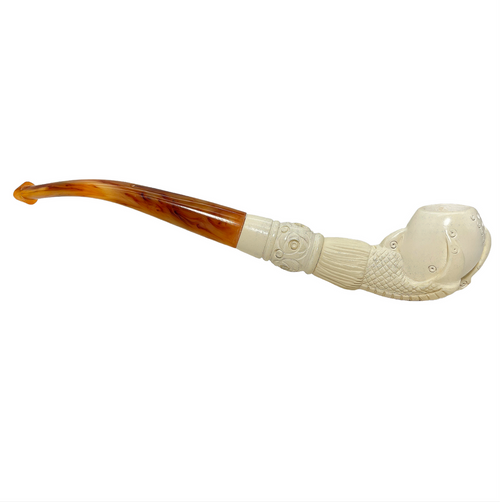 small bowl tobacco pipe Mahogany Calabash With Meerschaum By Paykoc M03601 Small Bowl Claw Knurl Meerschaum