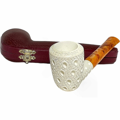 Tall Dublin Teardrop Lattice Straight Meerschaum Pipe Tall Dublin Teardrop Lattice Straight Meerschaum Pipe