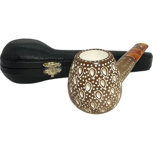 Deluxe Pre-colored Lattice Oval Shank Meerschaum Pipe Deluxe Pre-colored Lattice Oval Shank Meerschaum Pipe
