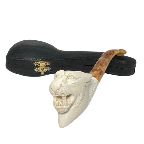 Snarling Tiger Lattice Shank Meerschaum Pipe Snarling Tiger Lattice Shank Meerschaum Pipe