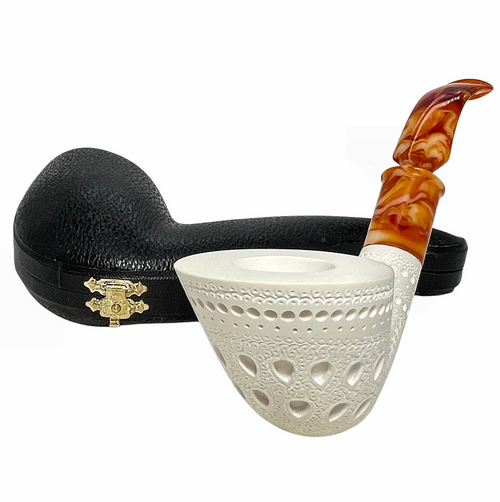 Special 9mm Designer Lattice Saucer Meerschaum Pipe Special 9mm Designer Lattice Saucer Meerschaum Pipe