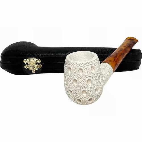 Lattice Teardrop Straight Stem Meerschaum Pipe
