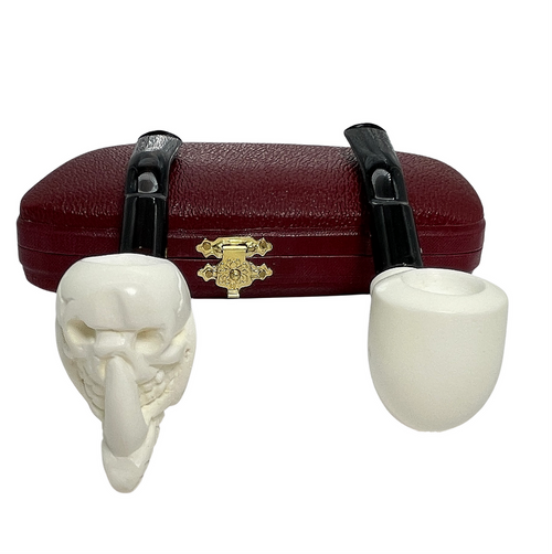 Smooth and Skull in Claw Mini Meerschaum Pipe Set Smooth and Skull in Claw Mini Meerschaum Pipe Set