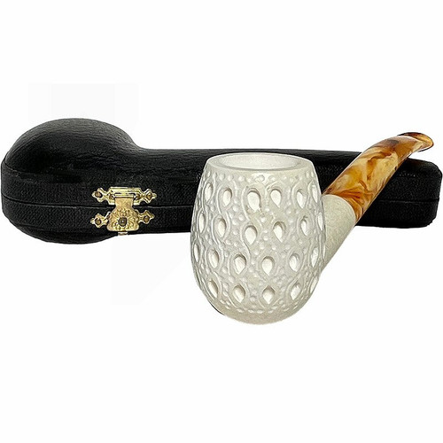 Teardrop Lattice Rustic Shank Meerschaum Pipe Teardrop Lattice Rustic Shank Meerschaum Pipe