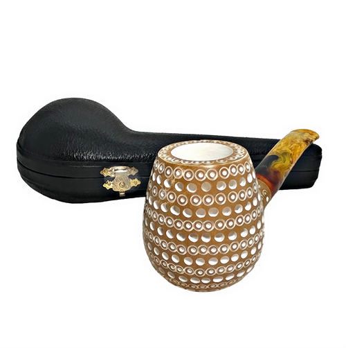 Deluxe Pre-colored 3D Lattice Meerschaum Pipe Deluxe Pre-colored 3D Lattice Meerschaum Pipe