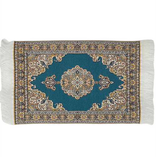 Miniature Turkish Woven Pipe Carpet - Ivory Tan Turquoise Miniature Turkish Woven Pipe Carpet - Ivory Tan Turquoise