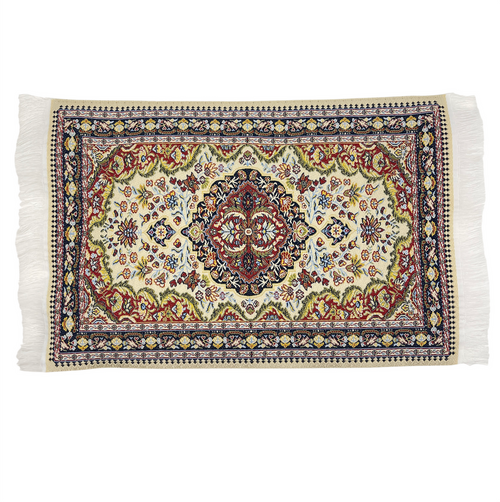 Miniature Turkish Woven Pipe Carpet - Blue Green Ivory Red Miniature Turkish Woven Pipe Carpet - Blue Green Ivory Red