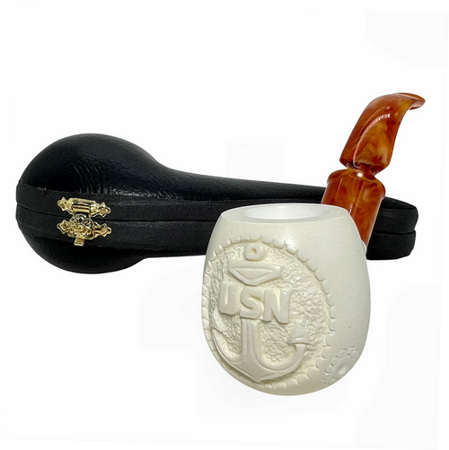US Navy Emblem Apple Govem Meerschaum Pipe US Navy Emblem Apple Govem Meerschaum Pipe