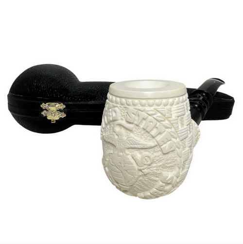 US Marine Corps Emblem Basket Weave Meerschaum Pipe