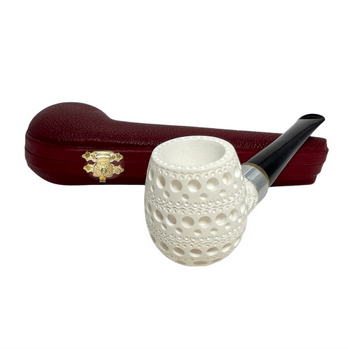 Deluxe Arasta 3D Lattice Silver Band Meerschaum Pipe Deluxe Arasta 3D Lattice Silver Band Meerschaum Pipe