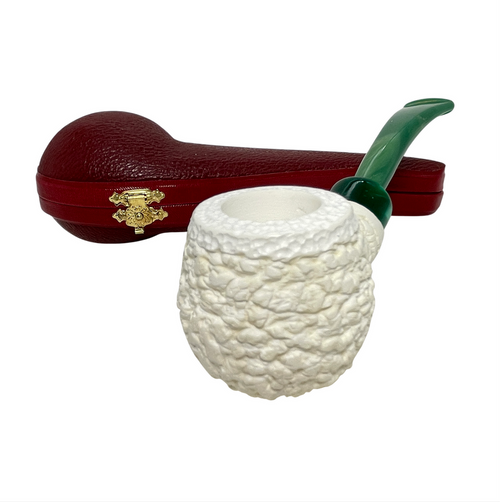 Deluxe Arasta Rusticated Green Stem Meerschaum Pipe Deluxe Arasta Rusticated Green Stem Meerschaum Pipe