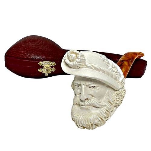 Cavalier Wearing Brimmed Hat Meerschaum Pipe Cavalier Wearing Brimmed Hat Meerschaum Pipe