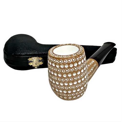Deluxe Pre-colored 3D Round Lattice Straight Meerschaum Pipe Deluxe Pre-colored 3D Round Lattice Straight Meerschaum Pipe