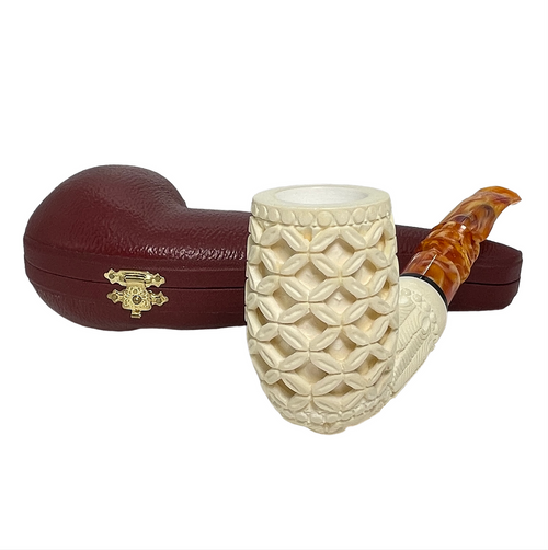 Special Embossed Lattice Billiard Meerschaum Pipe Special Embossed Lattice Billiard Meerschaum Pipe