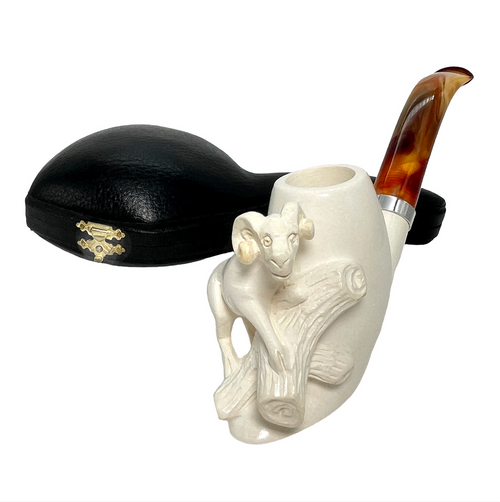 Deluxe Yilmaz Signed Ram with Silver Band Meerschaum Pipe Deluxe Yilmaz Signed Ram with Silver Band Meerschaum Pipe