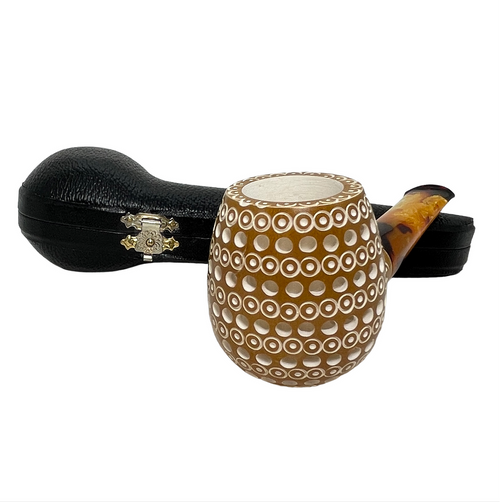 Deluxe Pre-colored 3D Lattice Straight Stem Meerschaum Pipe Deluxe Pre-colored 3D Lattice Straight Stem Meerschaum Pipe