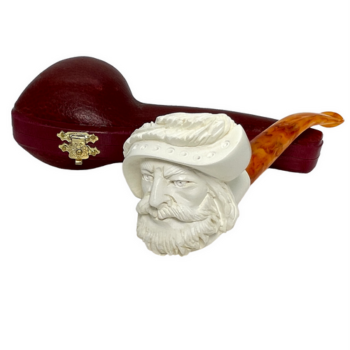 Cavalier with Sweeping Feather Meerschaum Pipe Cavalier with Sweeping Feather Meerschaum Pipe