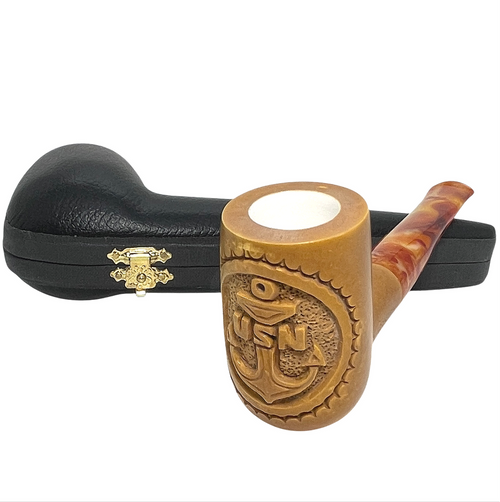US Navy Emblem Pre-colored Govem Meerschaum Pipe US Navy Emblem Pre-colored Govem Meerschaum Pipe