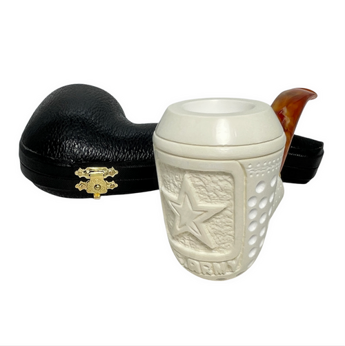 US Army Star Round Lattice Govem Meerschaum Pipe US Army Star Round Lattice Govem Meerschaum Pipe