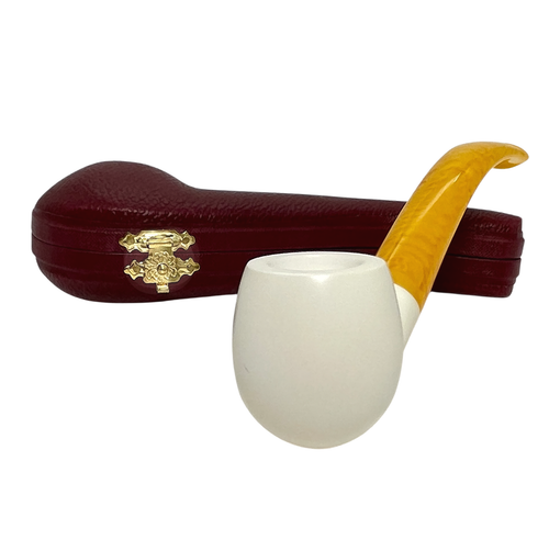 Small Apple Yellow Stem Meerschaum Pipe Small Apple Yellow Stem Meerschaum Pipe