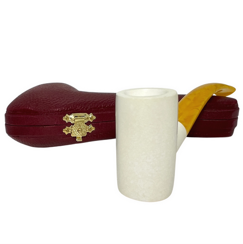 Smooth Poker Yellow Stem Meerschaum Pipe Smooth Poker Yellow Stem Meerschaum Pipe