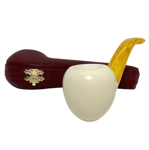 Smooth Ball Yellow Stem Meerschaum Pipe Smooth Ball Yellow Stem Meerschaum Pipe