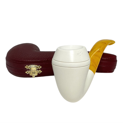 Smooth Tall Rhodesian Yellow Stem Meerschaum Pipe Smooth Tall Rhodesian Yellow Stem Meerschaum Pipe