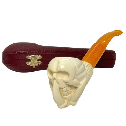 Skull in Claw Saddle Stem Meerschaum Pipe Skull in Claw Saddle Stem Meerschaum Pipe