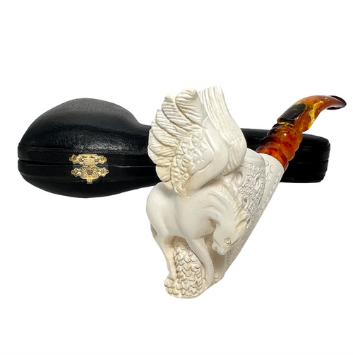 Deluxe Pegasus on Lattice Bowl Meerschaum Pipe Deluxe Pegasus on Lattice Bowl Meerschaum Pipe