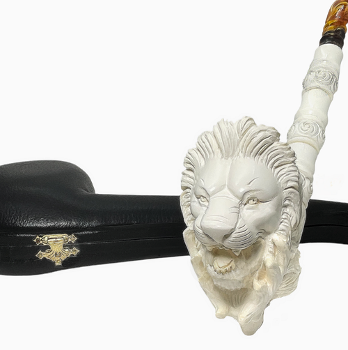 Special Saxophone Lion and Deer Signed Meerschaum Pipe Special Saxophone Lion and Deer Signed Meerschaum Pipe
