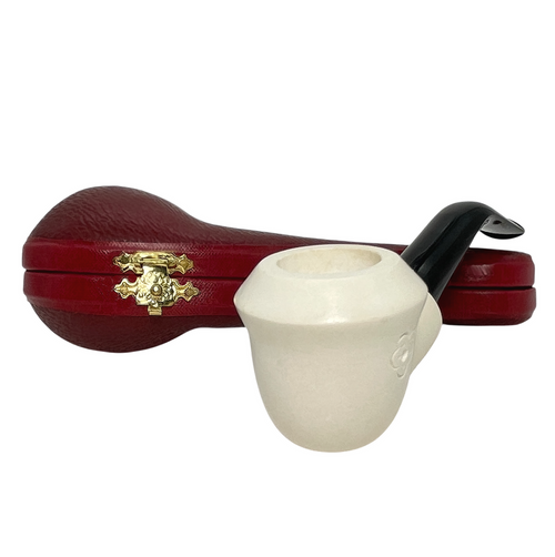 Smooth with Flowers Black Stem Meerschaum Pipe Smooth with Flowers Black Stem Meerschaum Pipe