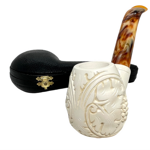 Special Embossed Grapes and Leaves Meerschaum Pipe Special Embossed Grapes and Leaves Meerschaum Pipe
