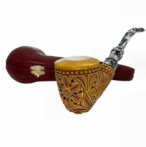Pre-colored Embossed Churchwarden Meerschaum Pipe Pre-colored Embossed Churchwarden Meerschaum Pipe