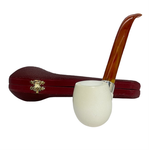 Smooth Sterling Silver Band Churchwarden Meerschaum Pipe Smooth Sterling Silver Band Churchwarden Meerschaum Pipe