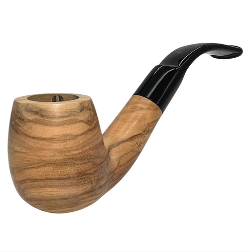 Billiard 9mm Bent Stem Italian Olive Wood Pipe Billiard 9mm Bent Stem Italian Olive Wood Pipe