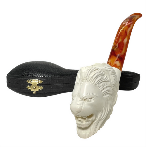 Lion Hand Carved Meerschaum Pipe Lion Hand Carved Meerschaum Pipe
