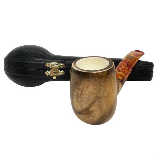 Deluxe Pre-colored Billiard Slightly Bent Meerschaum Pipe Deluxe Pre-colored Billiard Slightly Bent Meerschaum Pipe