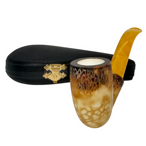 Calcined Rustic Top & Shank Meerschaum Pipe Set