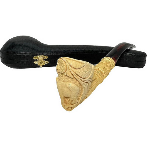 Deluxe Master Carver Mesut Signed Bear Meerschaum Pipe