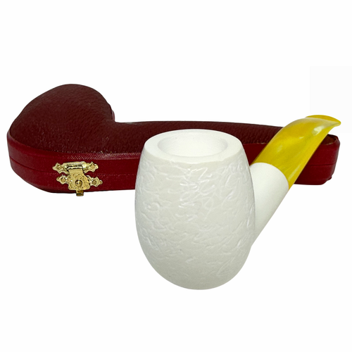 Special Rusticated Meerschaum Pipe with Yellow Stem