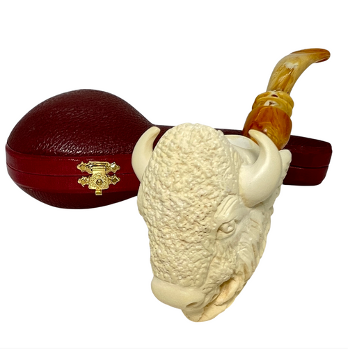 Special Cevher Signed Buffalo Head Meerschaum Pipe