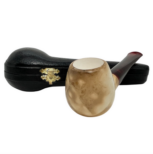 Pre-colored Apple Straight Dark Stem Meerschaum Pipe