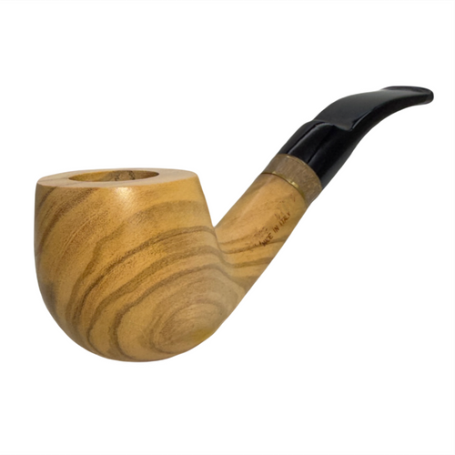 Glossy 9mm Saddle Stem Italian Olive Wood Pipe