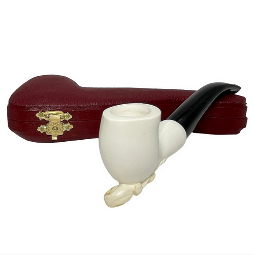Small Smooth Meerschaum Pipe with Relief Carving