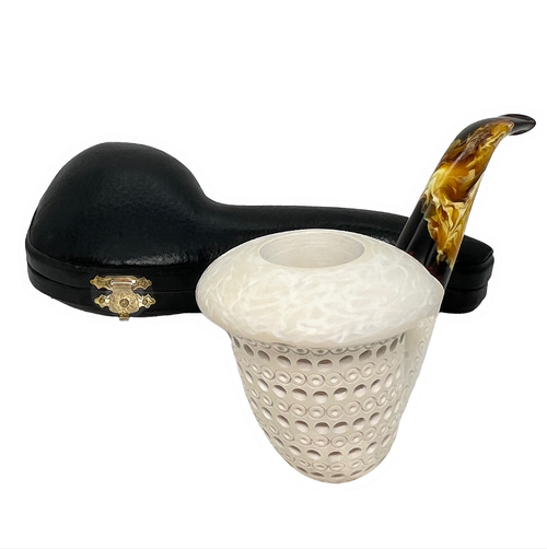 Special 3D Round Lattice Calabash Meerschaum Pipe