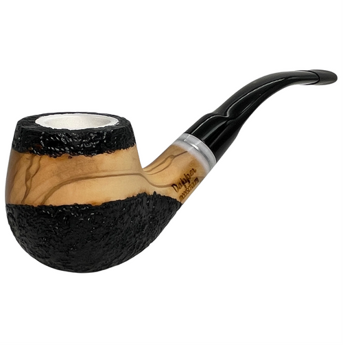 Meerschaum-Lined Rusticated Rim Olive Wood Pipe